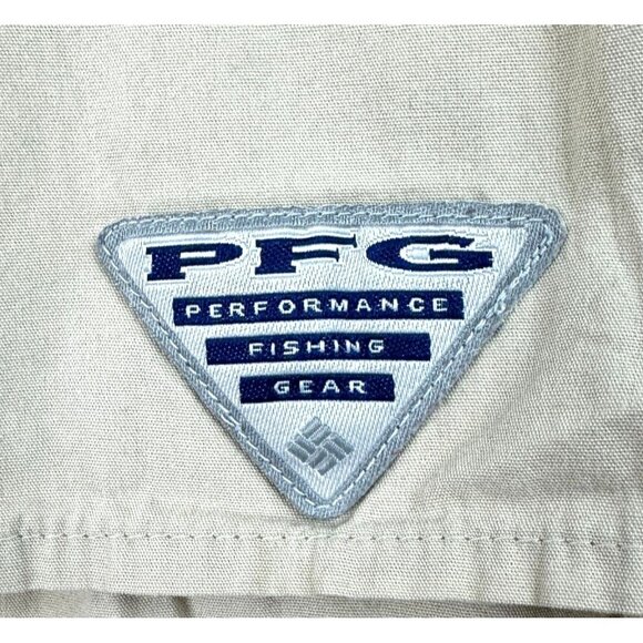 Columbia PFG Performance Fishing Gear Shirt Men's M/M Beige Vented Short Sleeve - Picture 4 of 15